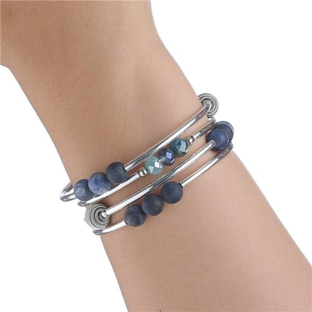 Crystal Bead Wrap Bangle Bracelet - Fashion Jewelry Gift for Women